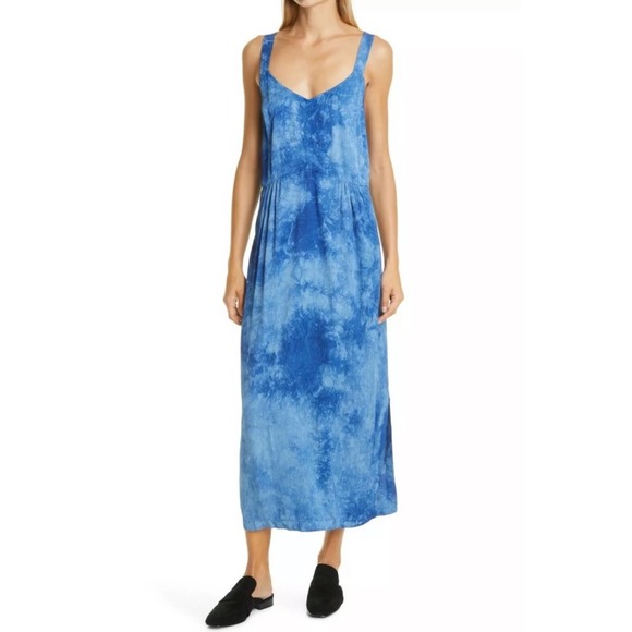 Raquel Allegra Dress Sleeveless Midi Blue Tie Dye Print Size Small NWT - Picture 1 of 11